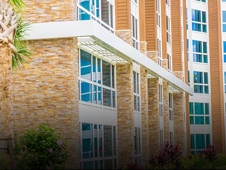 Installed Custom Metal Canopy at Moorings Park by Valentine Glass & Metals (VGM)