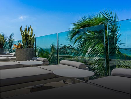 Installed Custom Glass Railing at The Regent by Valentine Glass & Metals (VGM)